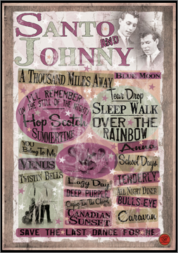 Santo & Johnny, Poster, Graphic Design, Poster for Sale, Rock n Roll, Blues, Rhythm'n Blues, Punk, Sophie Lo